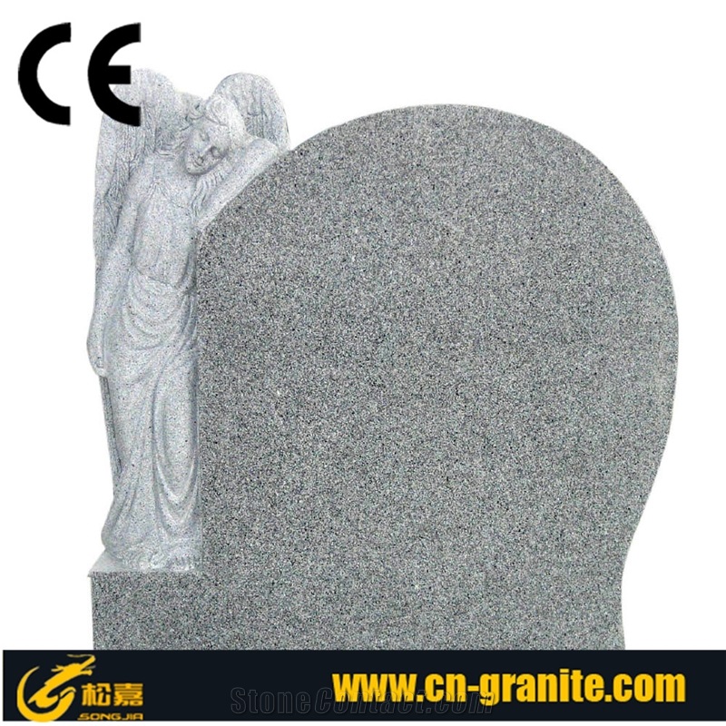 Weeping Angel Headstone, G633 Grey Granite Monument & Tombstone