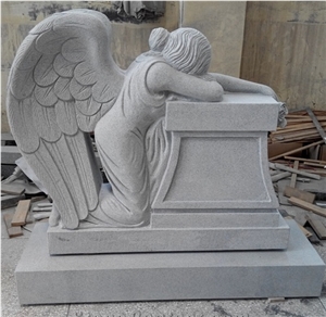 Western Style Granite Headstone,Weeping Angel Tombstone,Carved Tombstone Wholesaler