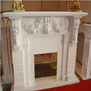 White Marble Fireplace Design Ideas,Fireplace Decorating,Western Style Design.
