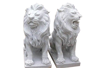 Wholesale White Marble Animal Sculptures,Double Lion Statues for Door Decoration,Exterior Sculpture Ideas