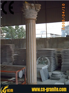 Yellow Granite Column,Decorative Stone Roman Columns,Rusty Granite Roman Column Songjia