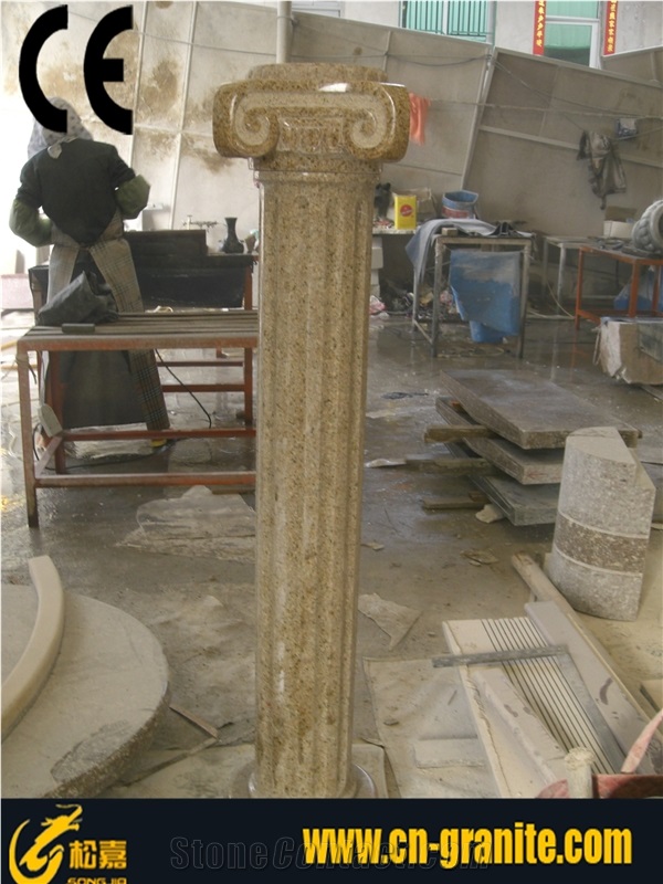 Yellow Granite Roman Column,Polished Roman Column Building Pillair Distillation Column