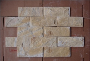 Yellow Marble Mushroom Stone, Split Face Wall Cladding, Decorative Wall Panel Stone
