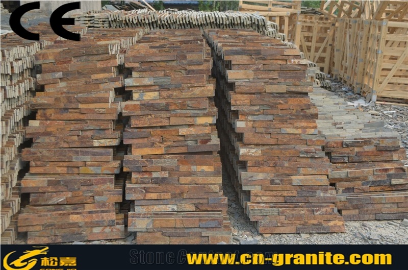 Yellow Quartzite Cultured Stone,China Rusty Quartzite Cultured Stone Wall Cladding Wholesale Cultured
