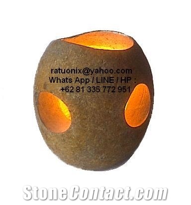 Candle Holder River Stone