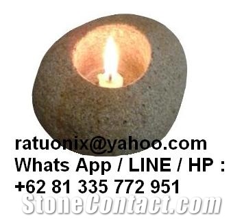 River Stone Candle Holder