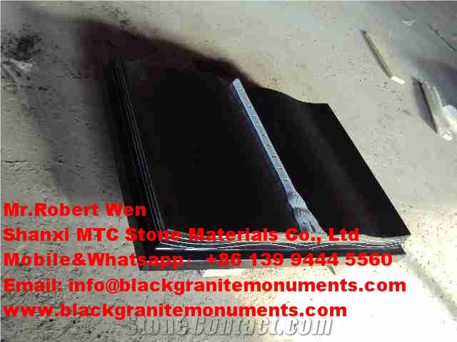 Absolute Black Granite Tombstone,Shanxi Black Granite Book Slant Grave