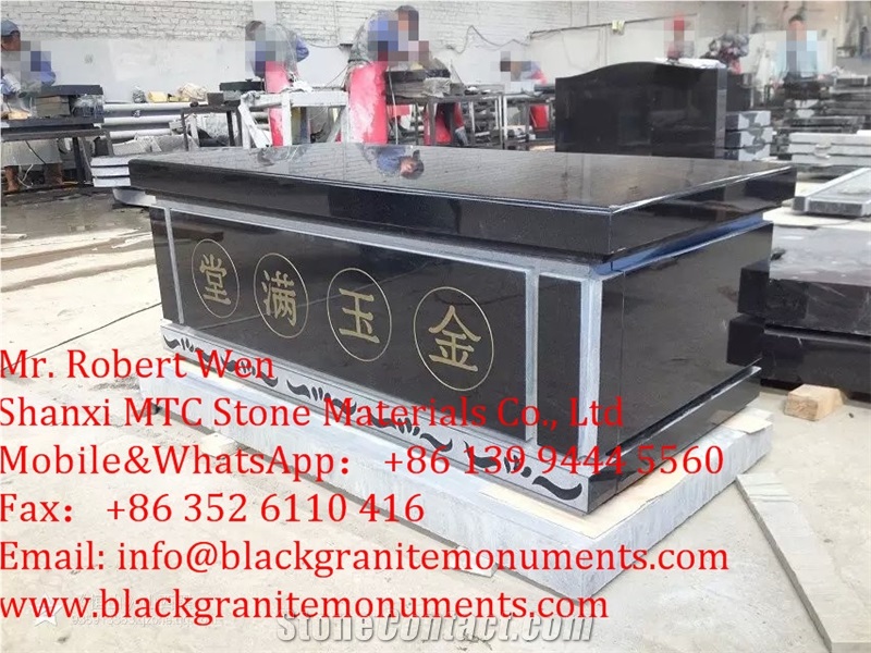 Absolute Black Granite Tombstone,Shanxi Black Granite Monument &Tombstone Indonesia Style