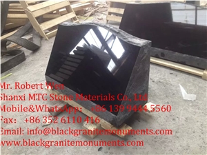 Absolute Black Granite Tombstone,Shanxi Black Granite Slant Monument &Tombstone American Style