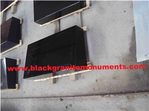 Black Granite Bevel Marker, Black Granite Bevels Level Flat Grave Markers