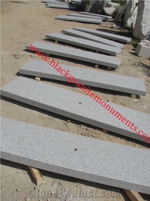 Chinese Cheap Light Grey Imperial Gray Honed Granite Headstone Base&Subbase Uk Style, Grey Granite Tombstone&Granite Headstone&Granite Monument