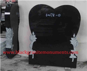 English-Style Shanxi Black Granite Tombstone, Monument, Polished and Carving Heart Headstone & Gravestone