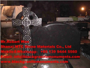 Ireland Style China Black Cross Tombstone,Monument, Headstone, Gravestone, Shanxi Black Granite Gravestone
