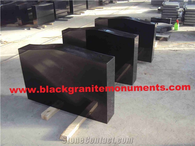 Jet Black Granite Monument Black Granite Upright Headstone
