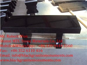 Shanxi Black Granite American Style Bench Monument & Tombstone, Black Stone Benches American Style