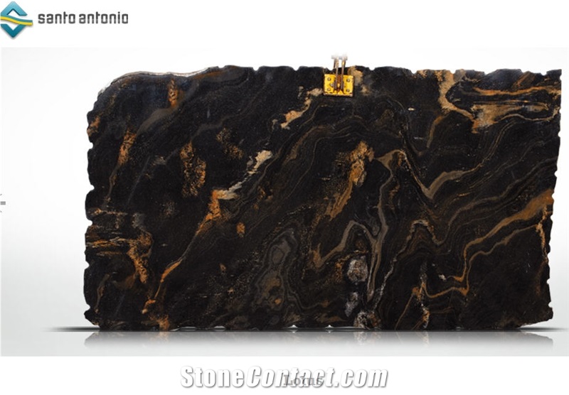 Preto Lotus- Lotus Gold Granite Slabs, Black Polished Granite Flooring Tiles, Walling Tiles