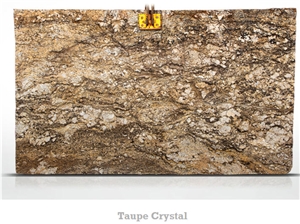 Taupe Crystal Granite Slabs, Yellow Polished Granite Tiles, Flooring Tiles