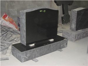 Black Granite Headstone, Upright Us Style Monuments