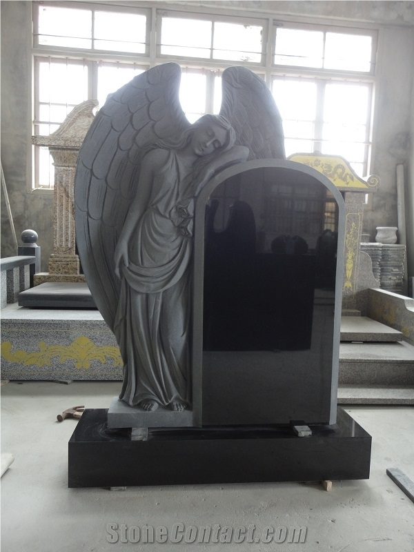 Custom Design Engraved Angel Cemetery Tombstone