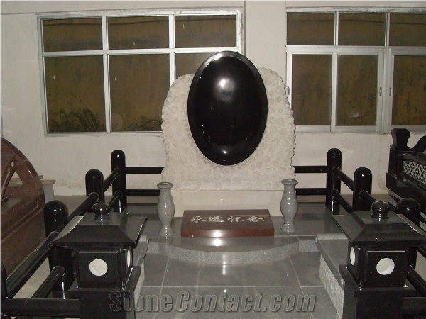 Custom Monuments Cemetery Shanxi Black Granite Tombstones