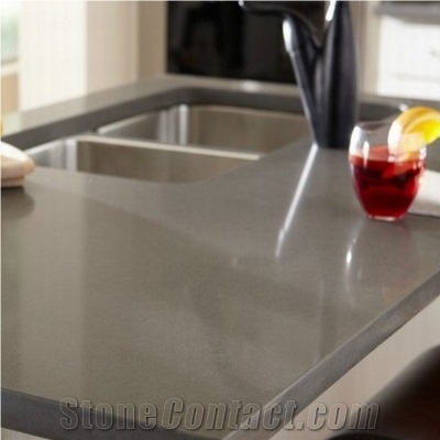 Safe and Stylish Cut to Size Quartz Stone Nano Grey Mono Collection for Kitchen Counter Top Table Top Design More Durable Than Granite Thickness 2cm or 3cm with High Gloss and Hardness