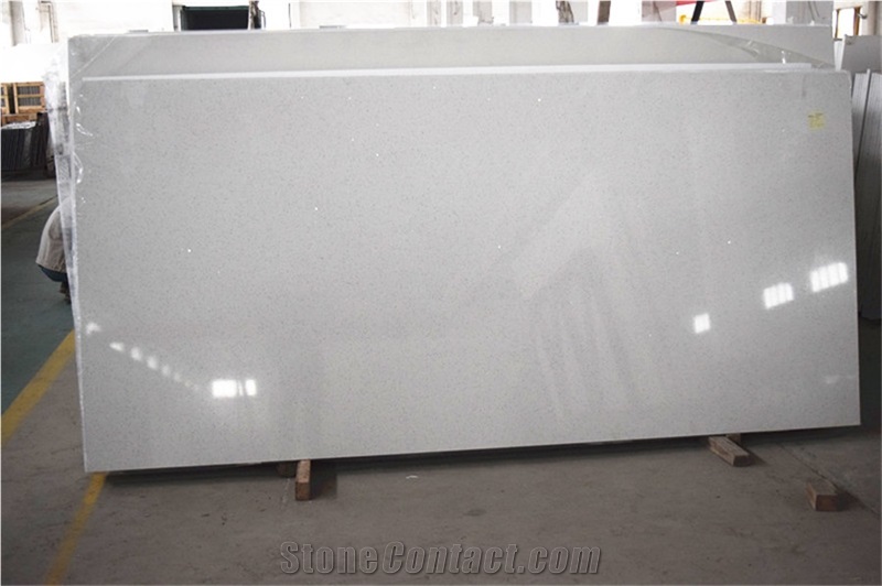 White Color Quartz Stone Solid Surface with Polished Finished for Countertops Bench Top and Worktops