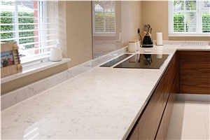 Wholesaler Of Cararra White Quartz Stone Kitchen Countertop,Qualified for European Standards,More Durable Than Granite,Thickness 2/3cm with the Perfect Final Touch Of Various Edge Styles