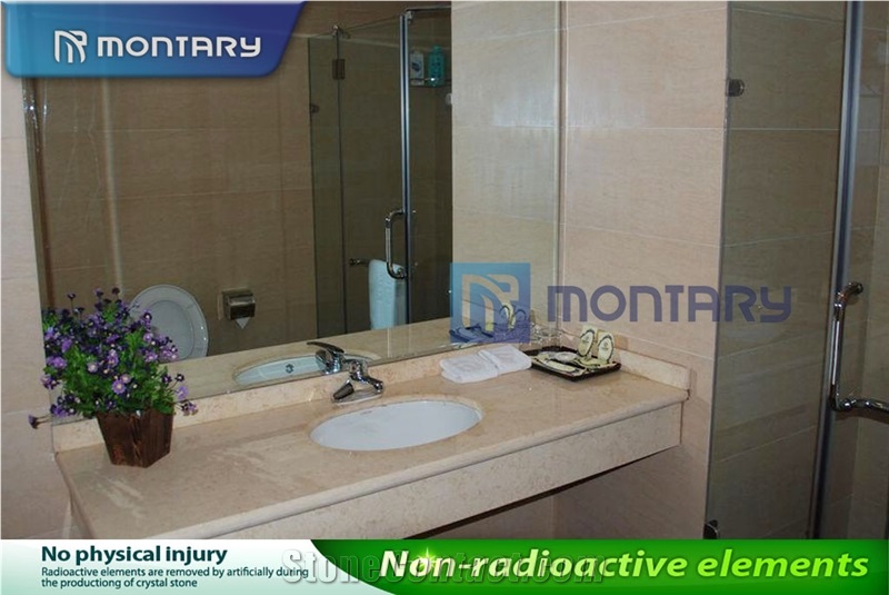 Montary High Quality Bathroom Countertops, Botticino Sa Beige Marble Bath Tops