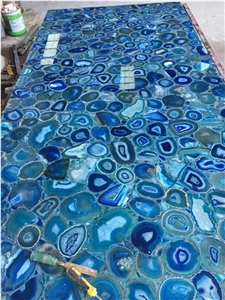 Blue Agate Stone Slabs, Semiprecious Stone Slab