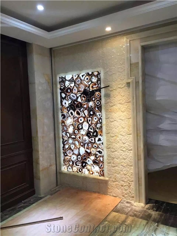 Charming Brown Agate Stone Slabs for Wall Cladding