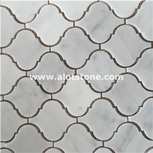 Bianco Carrara White Marble Medium Lantern Arabesque Mosaic Tile for Wall Floor