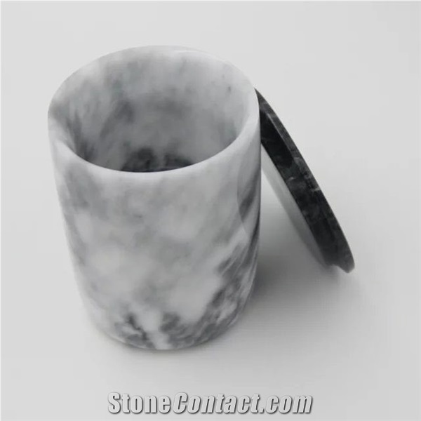 Marble Cup, Toothbrush Stone Cup, Bianco Carrara Marble Candle Jars