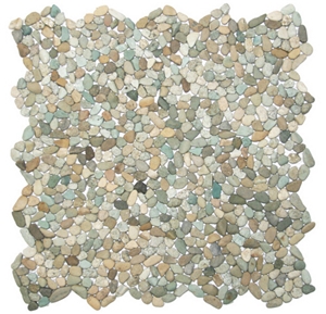 Mini Pebble Tile, Sea Green Pebble Walkway Pebble Pattern