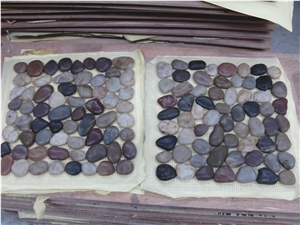 Natural Pebble Mosaic Tile,Mix Color Pebble Stone