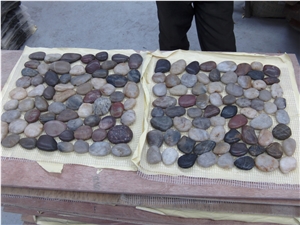 Natural Pebble Mosaic Tile,Mix Color Pebble Stone