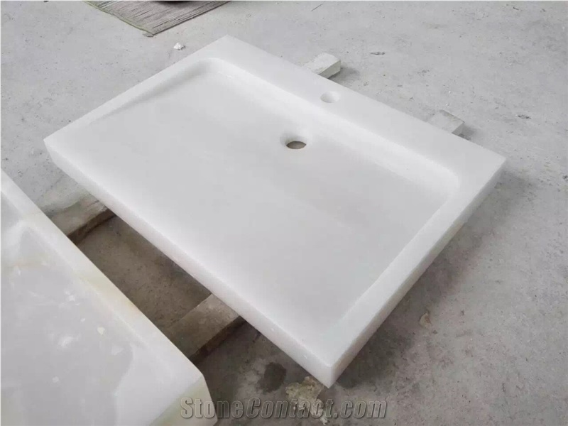 Pure Han White Marble Rectangle Sinks & Basins