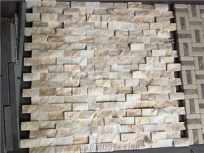 Split Face Marble Mosaic Tile,Ramdon Lengths Brick Mosaic Tile