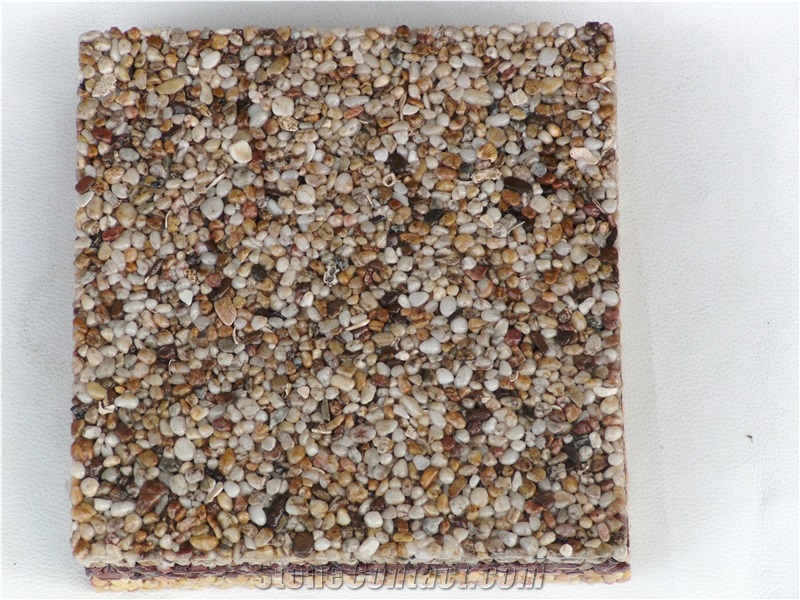 Tan Polished Pebble Pattern,Pebble Mosaic,Mini Pebble Tile