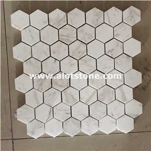 Volakas Marble Hexagon Mosaic Tile