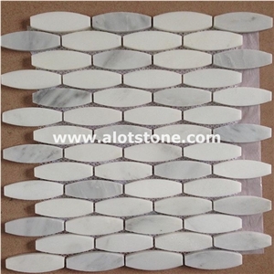 Wave Pattern Bianco Carrara Marble Mosaic Tile