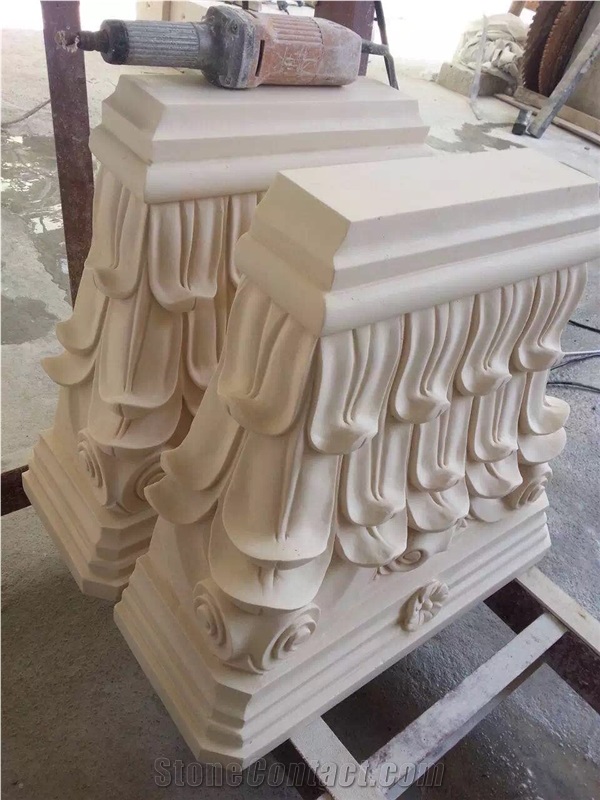 Western Design Limestone Sculptured Column Tops