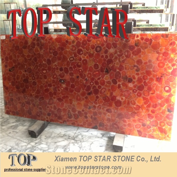 Building Material Translucent Red Agate Semiprecious for Dinning Table