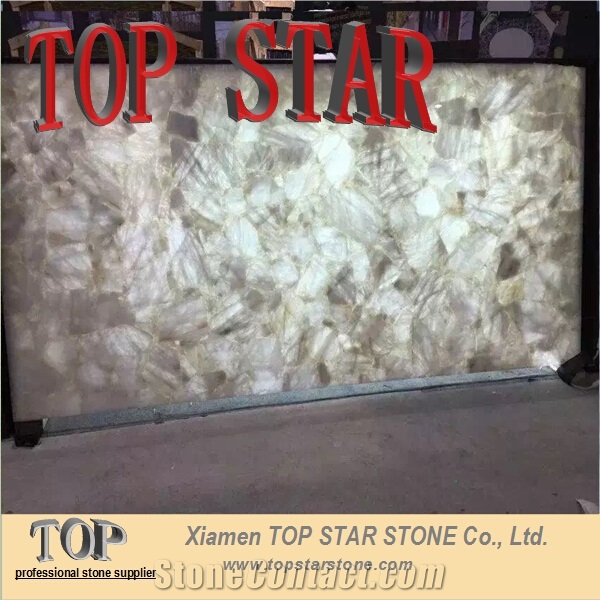 Natural Gemstone Polished White Crystal White Semiprecious for Wall Panel