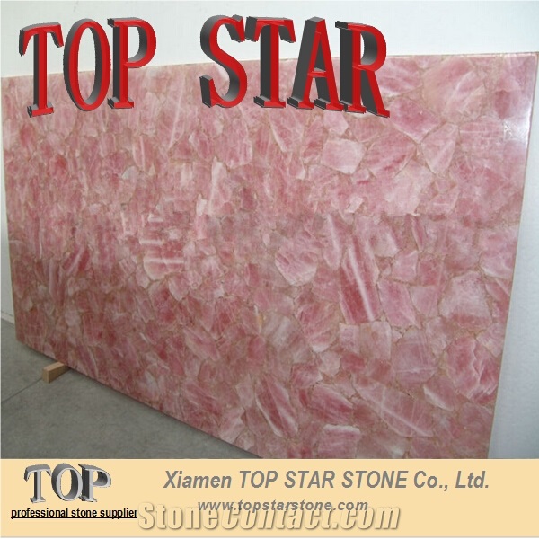Pink Rose Semiprecious Stone Slabs Pink Quartz Panel Engineered Stone