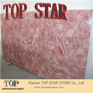 Pink Rose Semiprecious Stone Slabs Pink Quartz Panel Engineered Stone