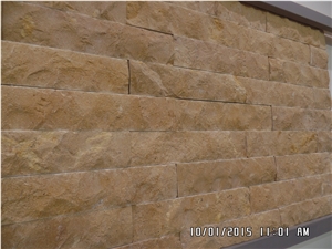 Golden Sinai Limestone Split Face, Yellow Limestone Mushroom Stone for Wall Cladding