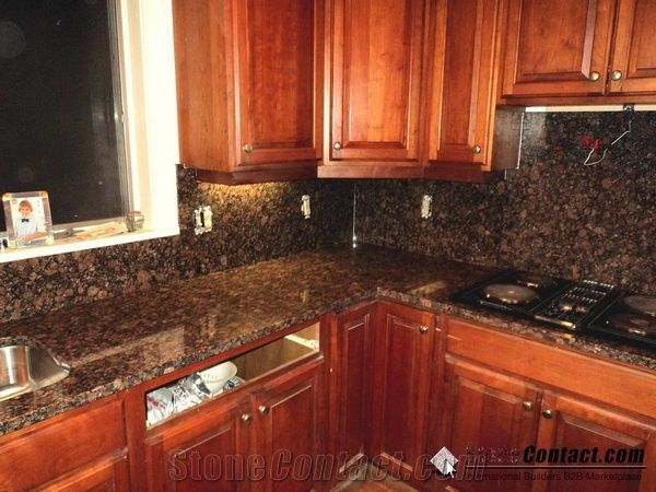 Bullnose Edges Baltic Brown Kitchen Countertops, Finland Brown ...