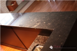 Eased Edge Finish Custom Countertops, Antique Brown Granite Kitchen Bar Top, Polished Brown Island Top, Kitchen Desk Tops, Kitchen Top, Engineered Stone Kitchen Countertops, Antiq Brown Tops