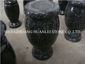 Beida Green Granite Round Vase, Cemetery Accessories Polished Turned Vase Granite Monument & Tombstone Accessories