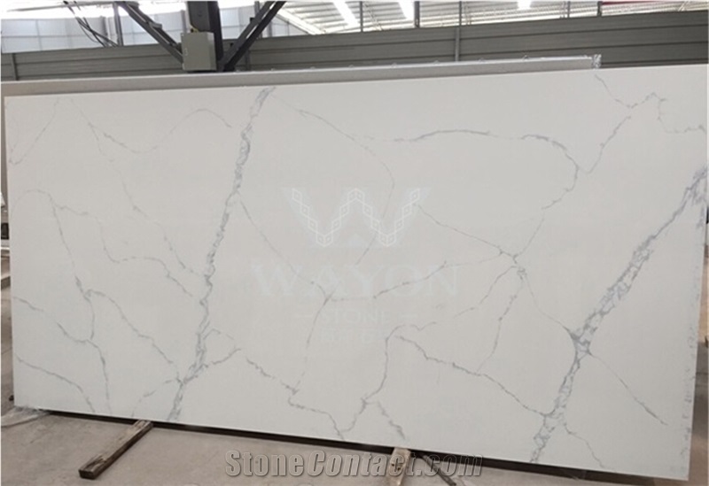 Calacatta White Based Quartz Stone Solid Surfaces Polished Slabs & Tiles Engineered Stone